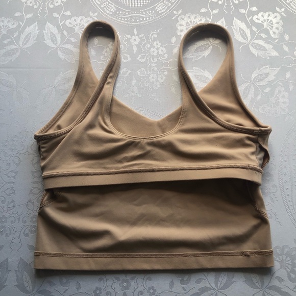 Lululemon Athletica Align Cropped Tan Tank-Top Women’s Size 4 Elastic V-Neck - Picture 15 of 16